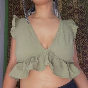 Sage green ruffle top